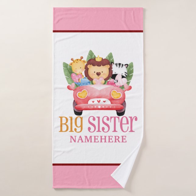 Big Sister Safari Jungle Freunde Tiere auf dem Aut Badehandtuch (Badehandtuch)
