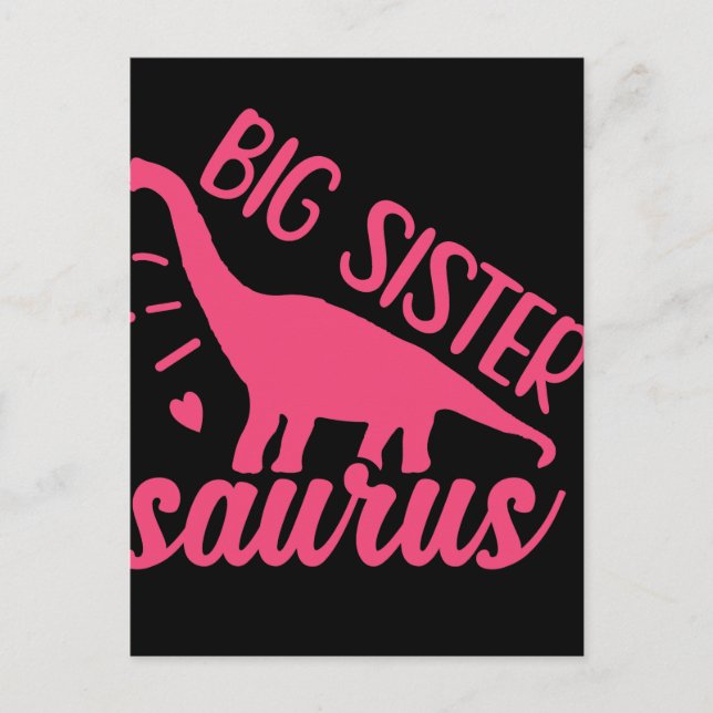 Big Sister Saurus in Pink Postkarte (Vorderseite)