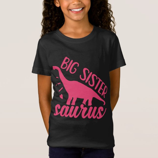 Big Sister Saurus in Pink T-Shirt (Vorderseite)