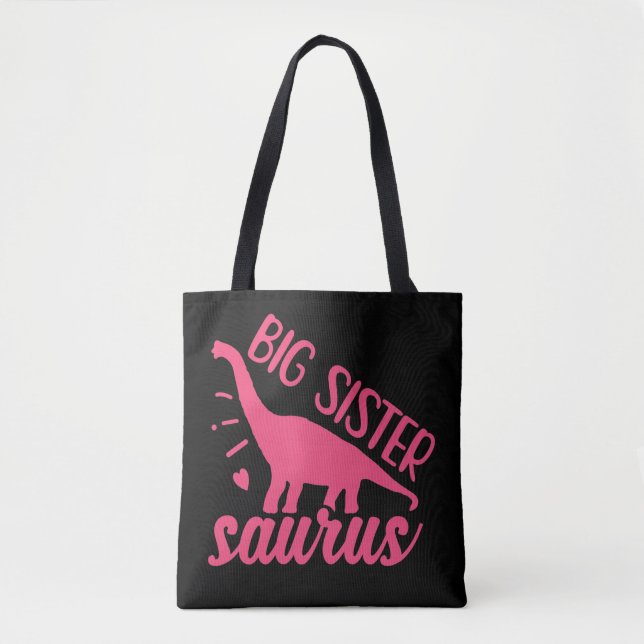 Big Sister Saurus in Pink Tasche (Vorderseite)