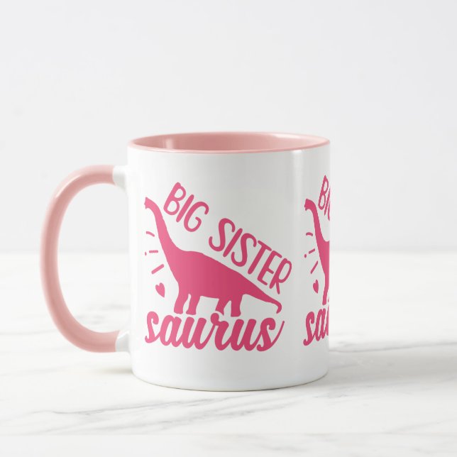 Big Sister Saurus in Pink Tasse (Links)