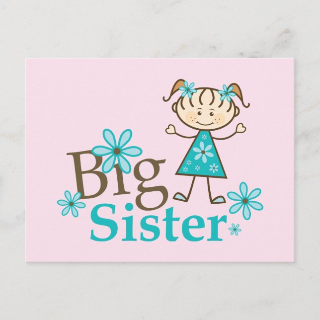 Big Sister Strichmännchen Postkarte (Vorderseite)