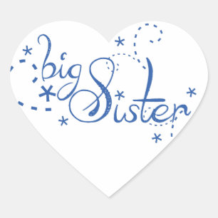 Big Sister Swirl Design Herz-Aufkleber