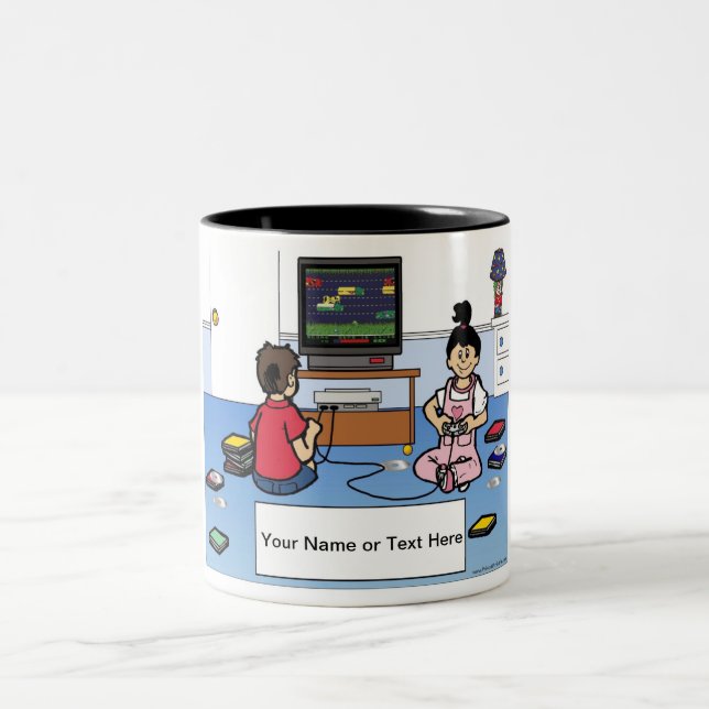Big Sister, Tante, Babysitter - 1 Junge, 1 Mädchen Zweifarbige Tasse (Mittel)