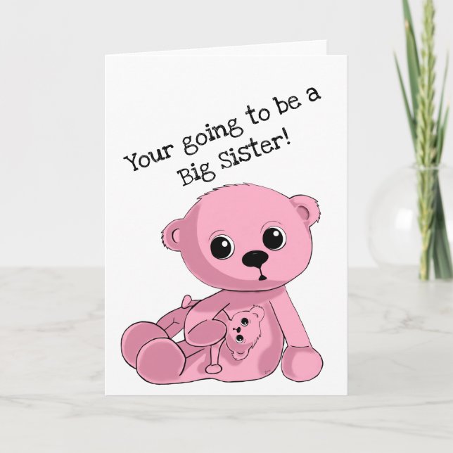 Big Sister Teddy Bear Personalisierte Grußkarte Karte (Vorderseite)