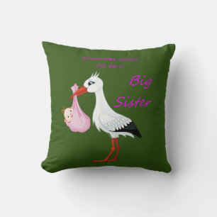 Big Sister Throw Pillow Baby Stork November 2020 Kissen