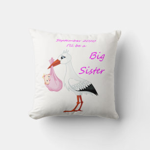 Big Sister Throw Pillow Baby Stork September 2020 Kissen