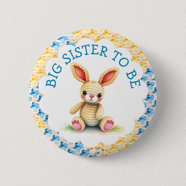 Big Sister to Be | Boy's Baby Shower Button (Vorderseite)