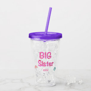 Big Sister Typografy Personalisiert Beach Theme Acryltrinkbecher