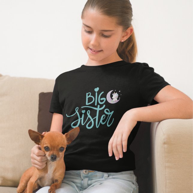 Big Sister Unicorn Moon Stars T-Shirt (Von Creator hochgeladen)