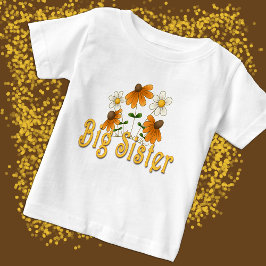 Big Sister Whimsical Orange White Blume Baby T-shirt