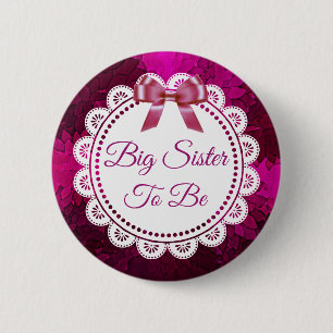 Big Sister zu Magenta Bow Baby Shower Taste Button