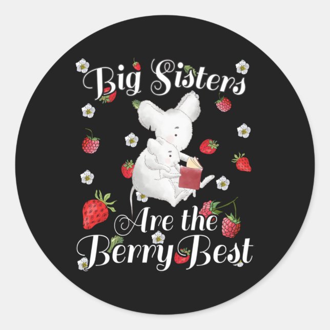 Big Sisters Berry Best - Mouse Strawberry Pub Runder Aufkleber (Vorderseite)