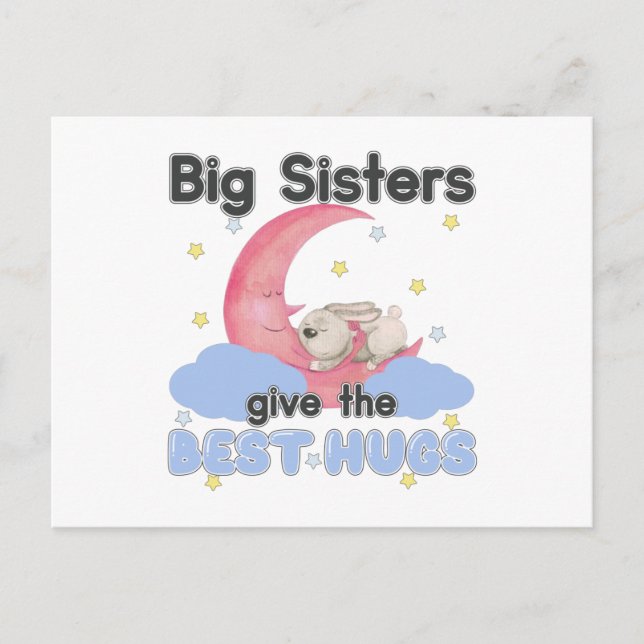 Big Sisters Give the Best Hugs - Moon Bunny Postkarte (Vorderseite)