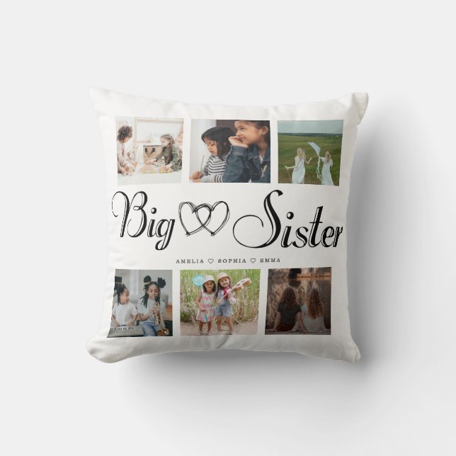 Big Sisters Skriptgeschenk für Schwestern Foto Col Kissen (Vorderseite)