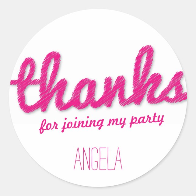 Big Sketch Girl Danke für Geburtstagsparty Sticker (Vorderseite)