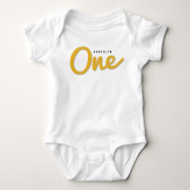 Big Sketch One Yellow Baby First Birthday Party Baby Strampler