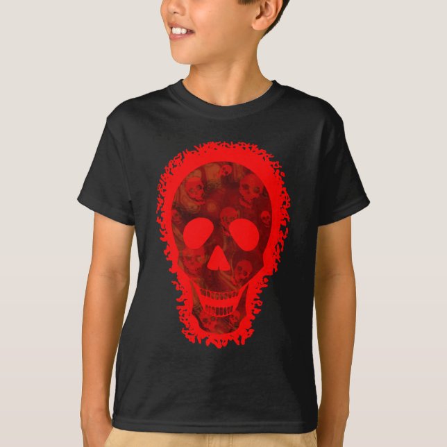 Big Skull Red 'Trick oder Trete? T - Shirt (Vorderseite)