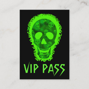 Big Skull VIP PASS Visitenkarte grün Kirbchen