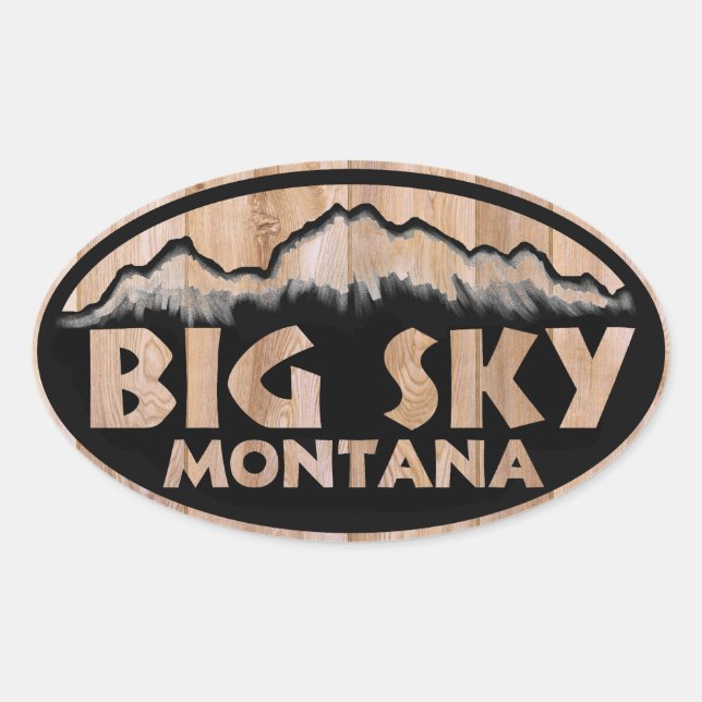 Big Sky Montana Holzoovalaufkleber Ovaler Aufkleber (Vorderseite)