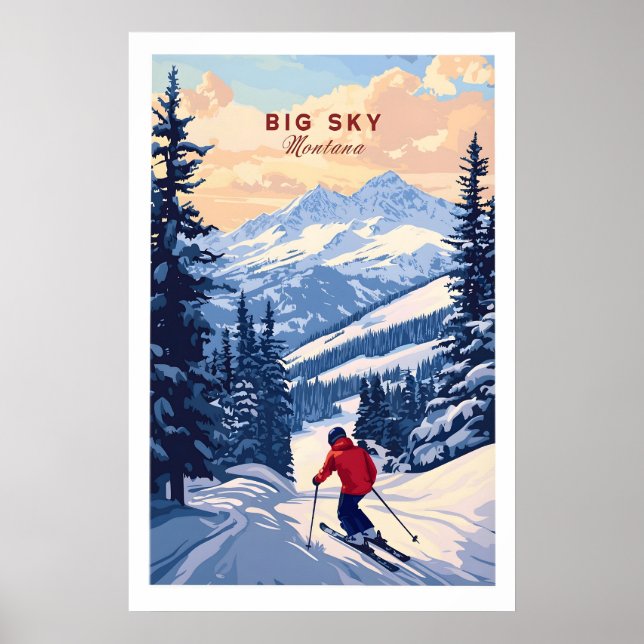 Big Sky Montana Poster - Ski Print 1 (Vorne)
