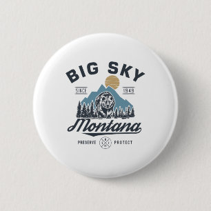 Big - Sky Montana Schnee Skifahren Trendige Retro Button