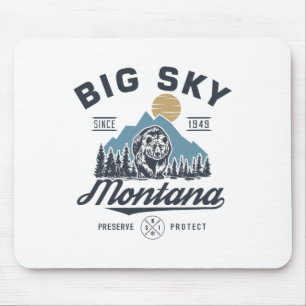 Big - Sky Montana Schnee Skifahren Trendige Retro Mousepad