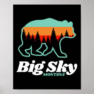 Big Sky Montana Skifahren Snowboarden Bären Poster