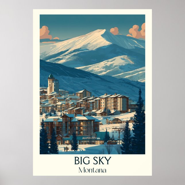 Big Sky Montana Vintages Skigebiet Montana Poster (Vorne)