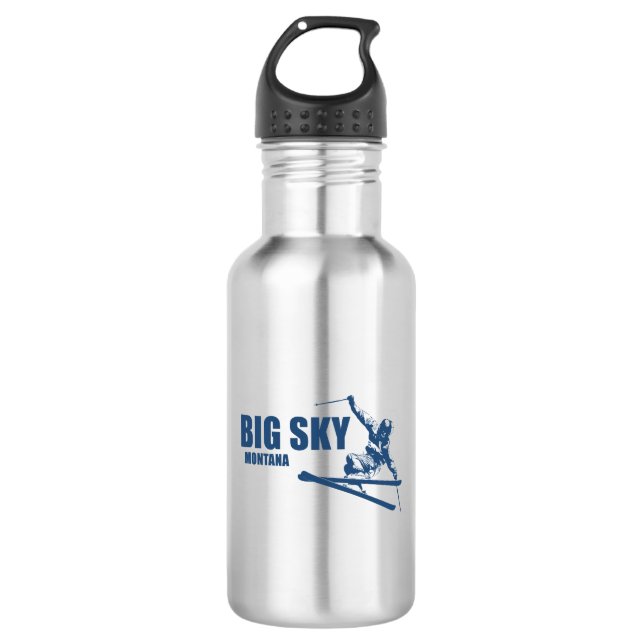 Big Sky Resort Montana Skier Edelstahlflasche (Vorderseite)