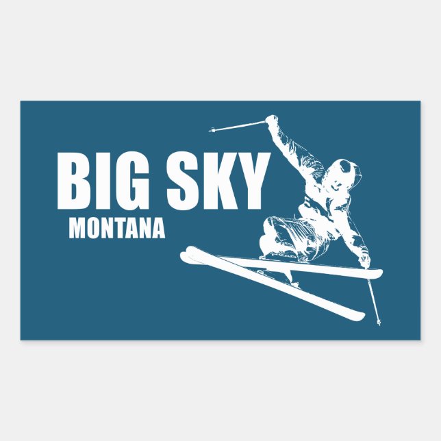 Big Sky Resort Montana Skier Rechteckiger Aufkleber (Vorderseite)
