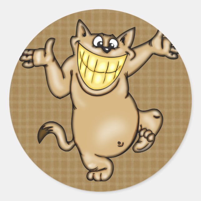Big Smile Cartoon Cat Runder Aufkleber (Vorderseite)