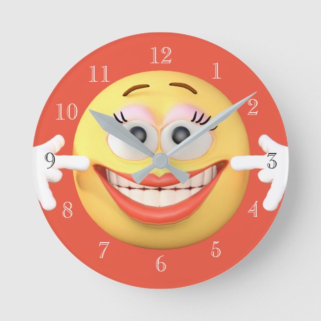 Big Smile Emoji Runde Wanduhr (Vorderseite)