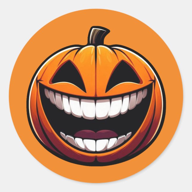 Big Smile Kürbislaterne - Halloween Oktober Runder Aufkleber (Vorderseite)
