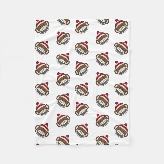 Big Smile Sock Monkey Emoji Fleecedecke (Vorderseite)