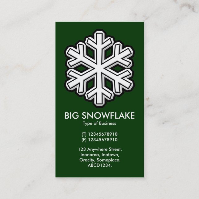 Big Snowflake - Dunkelgrün (003300) Visitenkarte (Vorderseite)