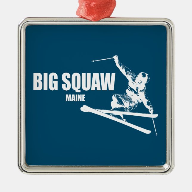 Big Squaw Maine Skier Ornament Aus Metall (Vorne)