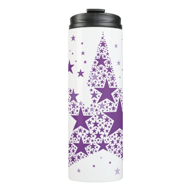 Big Star aus kleinen Sternen in Violet Lila Colo Thermosbecher (Vorderseite)