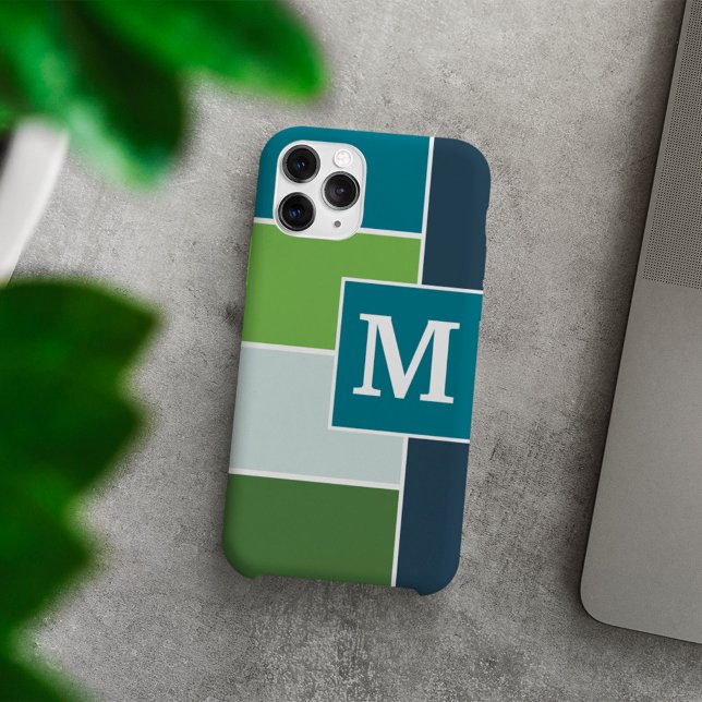 Big Stripes in blue and green with Monogram Case-Mate iPhone Hülle (Von Creator hochgeladen)
