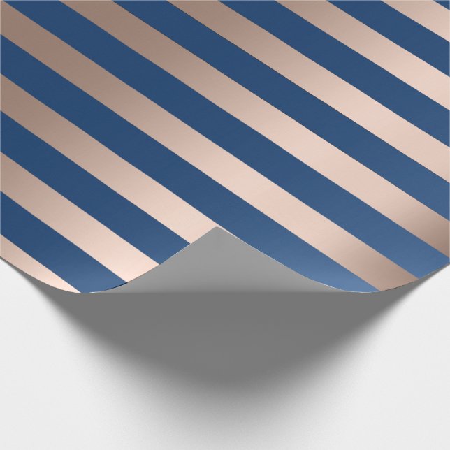 Big Stripes Lines Blue Navy Beige Bronze Geschenkpapier (Ecke)