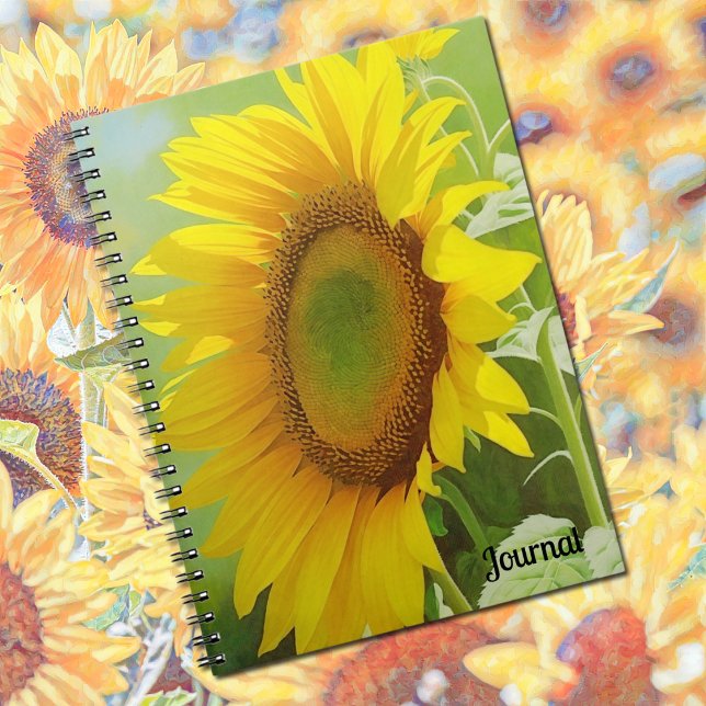 Big Sunflower Art Garden Journal Carnet (A Sunflower Journal Spiral Notebook)
