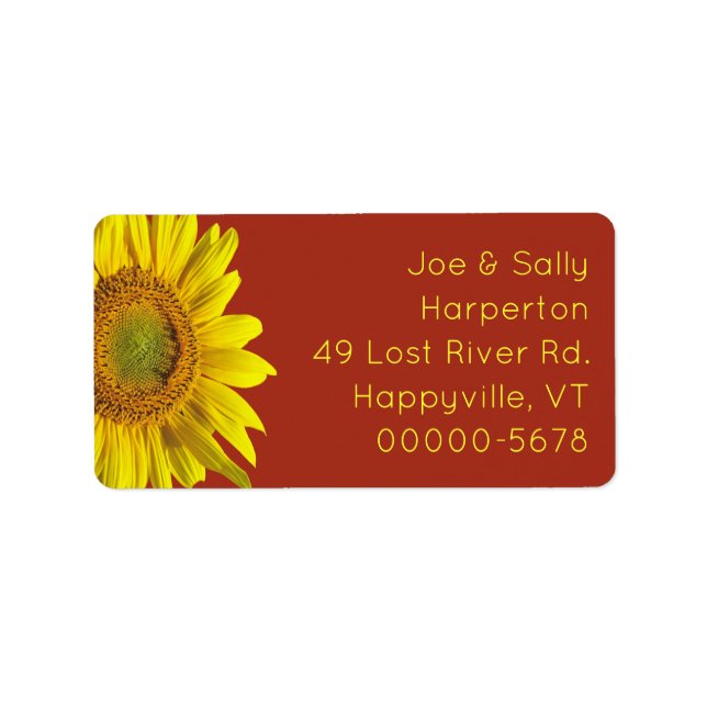 Big Sunflower Wide Rücksendeadressen-Aufkleber Adressaufkleber (Vorne)