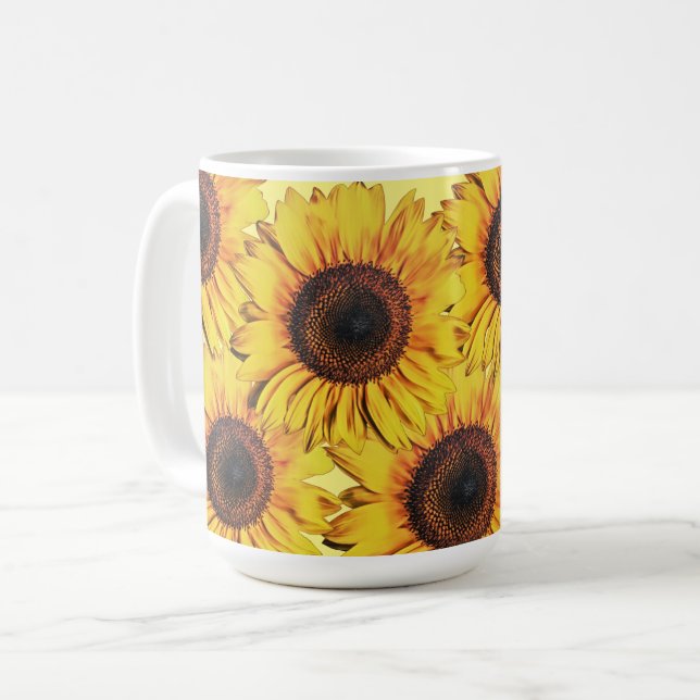 Big Sunny Sunflower Coffee Cup Tasse (Vorderseite Links)