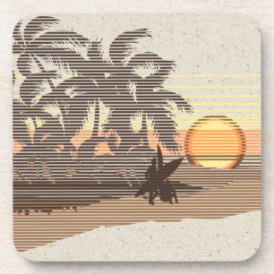 Big Sunset Hawaiian Tiki Bar Korkrücken-Unterleger Getränkeuntersetzer
