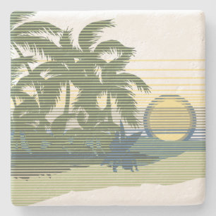 Big Sunset Stripe Hawaiian Tiki Bar Untersetzer