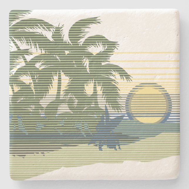 Big Sunset Stripe Hawaiian Tiki Bar Untersetzer (Vorderseite)