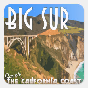 Big Sur California Pacific Coast Highway Quadratischer Aufkleber
