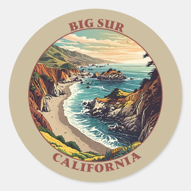 Big Sur California USA Runder Aufkleber (Vorderseite)