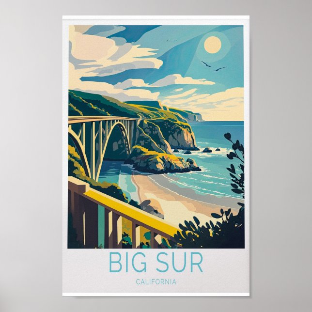 Big Sur Carmel Beach California Travel Poster, Big Poster (Vorne)