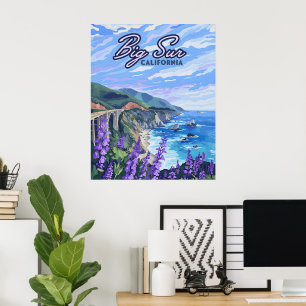 Big Sur Kalifornien Küstenlinie Retro Westküste Poster